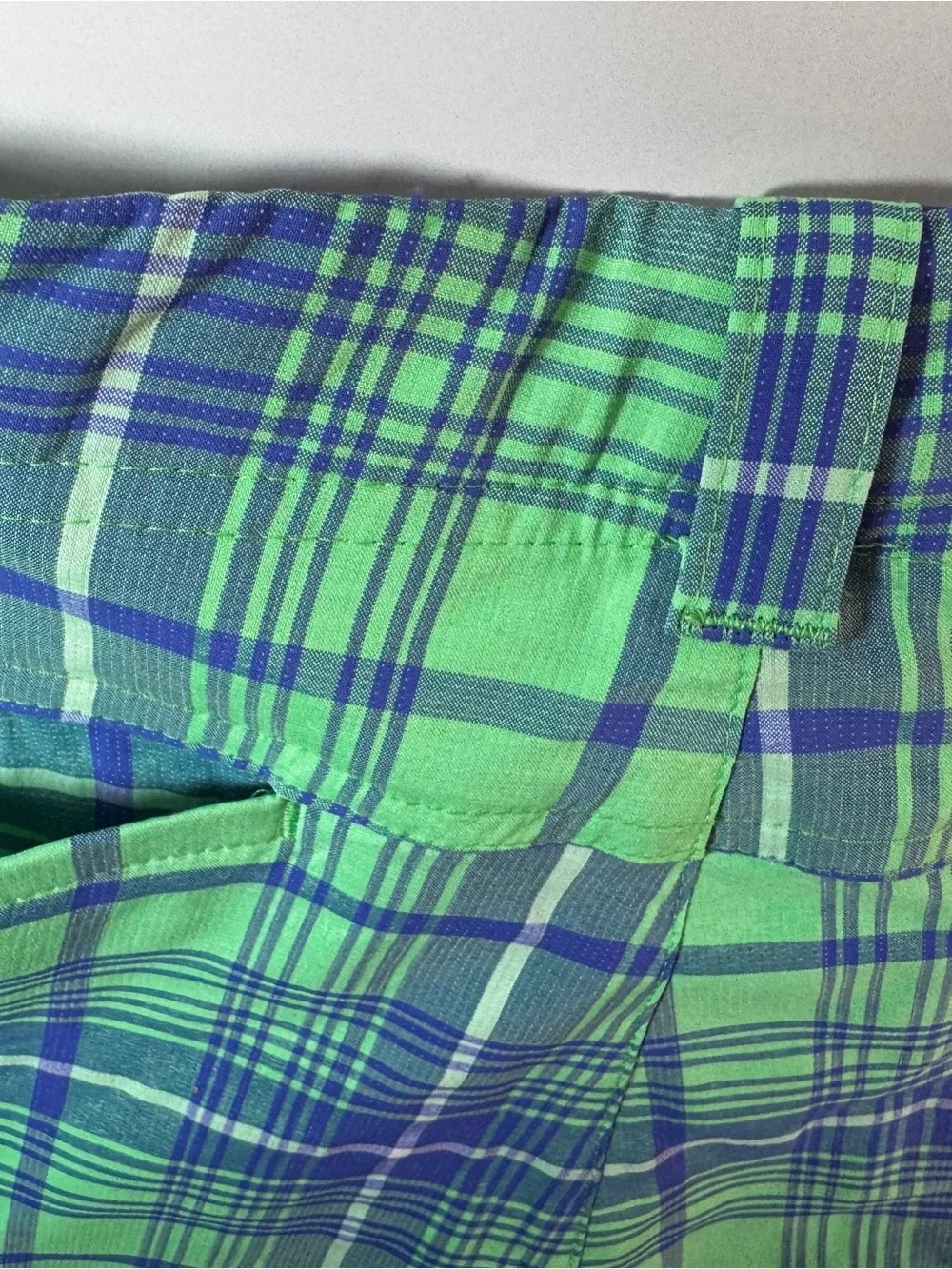 Nike Golf Tour Performance Plaid Preppy Classic Club Shorts XL Lime Green Blue